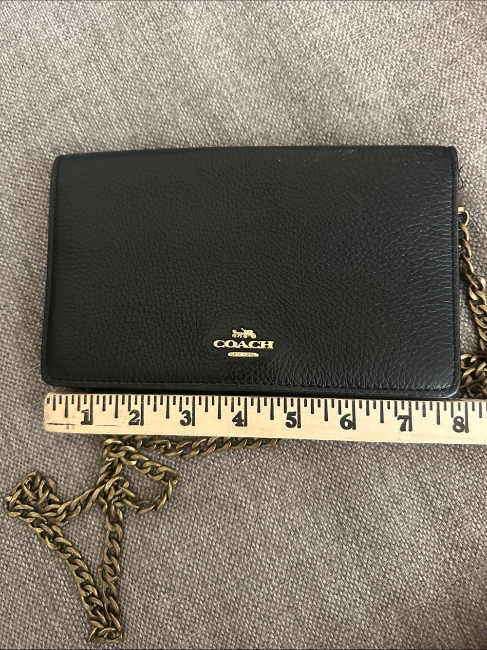 Coach Black Pebbled Leather Continental Wallet with Gold Logo - Picture 13 of 15